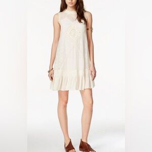 Free People Angel Lace Crochet Mini Dress Ivory Small Boho Romantic Feminine
